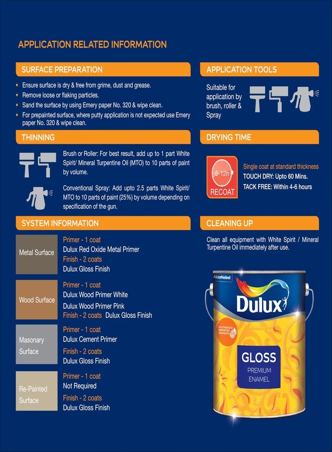 ديولكس دولوكس غلوس | طلاء مينا فاخر للديكور والحماية | مثالي لطلاء الأدوات المنزلية والأثاث المصنوع من الفولاذ والخشب والألومنيوم، 1 لتر، أصفر ذهبي - Image 2